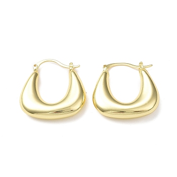 Rack Plating Brass Handbag Shape Hoop Earrings for Women, Lead Free & Cadmium Free, Real 18K Gold Plated, 32x30x7mm, Pin: 1.3~1.6x0.8mm
