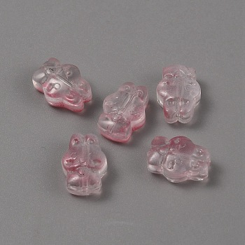 Handmade Lampwork Beads, Rabbit, Hot Pink, 12x9x5.5mm, Hole: 1mm