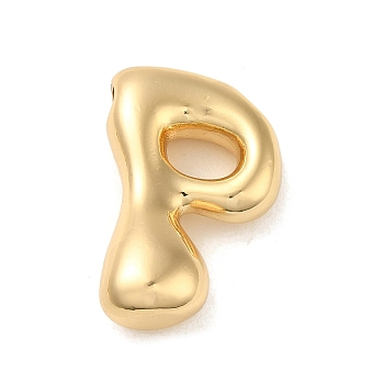 Brass Pendant, Real 18K Gold Plated, Letter P, 23.5x15x7mm, Hole: 2.7x2.3mm