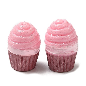 Resin Imitation Food Decoden Cabochons, Cupcake, Pink, 17.5x12x12mm
