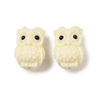 Dyed Synthetic Coral Carved Beads, Owl, White, 17.5x13x11.5mm, Hole: 1.4mm