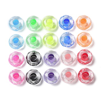 Transparent Acrylic European Beads, Large Hole Beads, Rondelle, Mixed Color, 15x8mm, Hole: 5.6mm