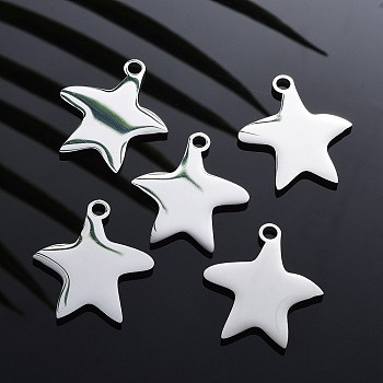 304 Stainless Steel Pendants, Manual Polishing, Stamping Blank Tag, Starfish, Stainless Steel Color, 29x25x1.8mm, Hole: 2.3mm