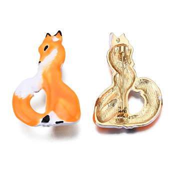 Fox Enamel Pin, Light Gold Plated Alloy Badge for Backpack Clothes, Nickel Free & Lead Free, Orange, 54x33.5mm, Pin: 0.7mm
