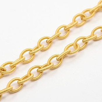 Handmade Nylon Cable Chains Loop, Oval, Gold, 8~9x11~13x2mm, about 85cm/strand, 33.5 inch