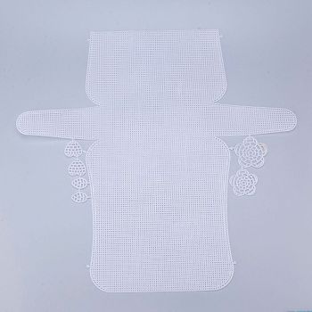 Plastic Mesh Canvas Sheets, for Embroidery, Acrylic Yarn Crafting, Knit and Crochet Projects, Flower & Heart & Leaf, White, 50.6x53.8x0.15mm, Hole: 4x4mm, Leaf: 29.8x20x1.2mm, Heart: 32x33x1.2mm, Flowers: 51x52x1.2mm and 61x62x1.2mm