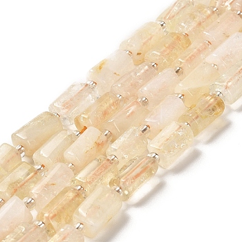 Natural Citrine Beads Strands, with Seed Beads, Faceted, Column, 8.5~11x5.5~6.5mm, Hole: 1mm, about 14~15pcs/strand, 7.48''(19cm)