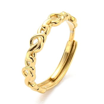 304 Stainless Steel Hollow Infinity Adjustable Ring for Women, Real 14K Gold Plated, US Size 7 1/4(17.5mm)