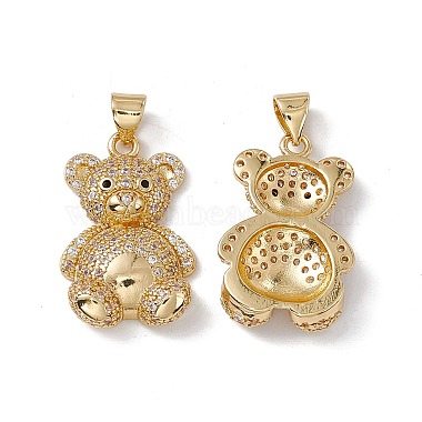 Real 18K Gold Plated Colorful Bear Brass+Cubic Zirconia Pendants