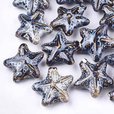 37mm Colorful Starfish Porcelain Beads