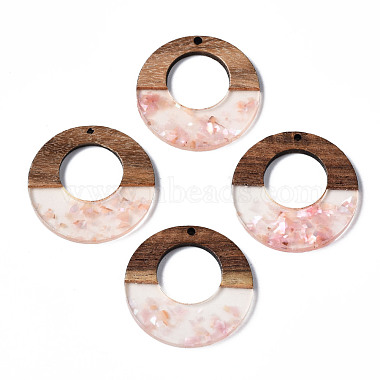 Pink Donut Resin+Wood Pendants