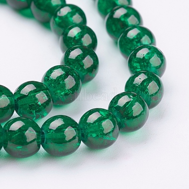 1Strand Dark Green Transparent Crackle Glass Round Beads Strands(X-CCG-Q001-6mm-17)-3