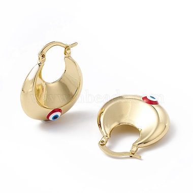 Толстые серьги-кольца с эмалью от сглаза(EJEW-A093-02G-10)-2