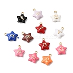 Alloy Pendants, Star with Twelve Constellations Charms, with Enamel, Golden, 13x11x4.5mm, Hole: 1.2mm(ENAM-D316-01G)