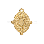 304 Stainless Steel Pendant Cabochon Settings, Oval Charm, Ion Plating(IP), Long-Lasting Plated, Real 14K Gold Plated, 22x17mm(STAS-OY009-09G)