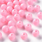 Opaque Acrylic Beads, Round, Pearl Pink, 10x9mm, Hole: 2mm(X-MACR-S370-C10mm-A01)
