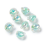 UV Plating Rainbow Iridescent Acrylic Beads, Two Tone, Bear, Medium Turquoise, 16x18x16mm, Hole: 3.5mm(X1-OACR-H015-11C)