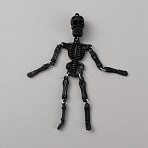 PVC Big Pendants, for Halloween, Skeleton, Black, 101x30x14.5mm, Hole: 1.6mm(KY-WH0045-44B)