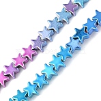 Gradient Color Electroplated Synthetic Non-magnetic Hematite Beads Strands, Star, Mixed Color, 4x4x2mm, Hole: 0.5mm, about 103pcs/strand, 12.99''(33cm)(G-A263-F01-04)