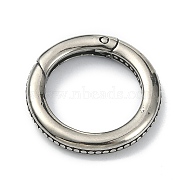 Tibetan Style 316 Surgical Stainless Steel Spring Gate Rings, Round Ring, Antique Silver, 23.5x3.4mm(STAS-E191-02AS-02)