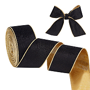 10 Yards Polyester & Cotton Ribbons, Garment Accessories, for Bouquet Decoration, Bowknot Making, Gold, 2-1/2 inch(65mm)(OCOR-WH0080-74)