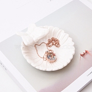 Round with Butterfly Ceramics Jewelry Plate, Storage Tray for Rings, Necklaces, Earring, White, 85mm(PW-WG74555-01)