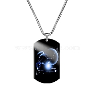 Stainless Steel Constellation Tag Pendant Necklace with Box Chains, Capricorn, 23.62 inch(60cm)(ZODI-PW0006-01D)