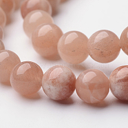 Natural Sunstone Round Bead Strands, 8mm, Hole: 1mm, about 49pcs/strand, 14.9 inch(G-F262-01)