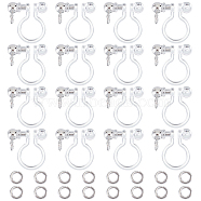 30Pcs 304 Stainless Steel Clip-on Earring Findings, with Plastic Findings & 60Pcs 304 Stainless Steel Open Jump Rings, Stainless Steel Color, 11x11x3mm, Hole: 1.8mm(STAS-UN0051-66)