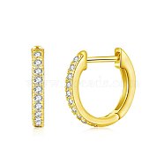 925 Sterling Silver Micro Pave Cubic Zirconia Hoop Earrings for Women, Real 18K Gold Plated, 13.5x13mm(EJEW-P231-71G)