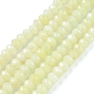 Dyed Natural Malaysia Jade Rondelle Beads Strands, Faceted, Light Yellow, 4x2~3mm, Hole: 1mm, about 115pcs/strand, 14 inch(G-E316-2x4mm-51)