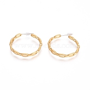 Semicircular Brass Cable Chain Stud Earrings, Half Hoop Earrings, with 925 Sterling Silver Pin and Plastic Ear Nuts, Long-Lasting Plated, Matte Gold Color, 29.5x3.5mm, Pin: 0.7mm(EJEW-E196-06MG)
