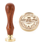 Brass Wax Sealing Stamp, with Rosewood Handle for Post Decoration DIY Card Making, Plane Pattern, 89.5x25.5mm(AJEW-F047-B04)