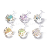 Luminous Transparent Resin Pendants, Dolphin Charms with Gold Foil, Glow in Dark, Mixed Color, 19x28x17mm, Hole: 2mm(RESI-K019-07)