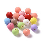 Spray Painted ABS Plastic Beads, Rubberized Style, Round, Mixed Color, 14x13.5mm, Hole: 2mm, about 350pcs/500g(KY-G025-08D)