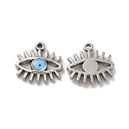 304 Stainless Steel Enamel Charms, Evil Eye Charm, Stainless Steel Color, 12.5x13x2mm, Hole: 1mm(STAS-Q001-25P)