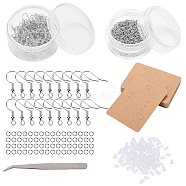 DIY Earring Findings Kits, include Brass Earring Hooks, Silicone Ear Nuts, Paper Display Card, 304 Stainless Steel Jump Rings, Iron Tweezers, Mixed Color, 67x50mm, 823pcs/set(DIY-FH0001-25)