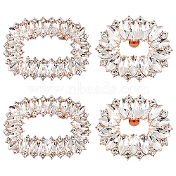 Elite 4Pcs 2 Style Alloy Crystal Rhinestone Shoe Decorations, Detachable Shoe Buckle Clips, Light Gold, 44~59x57.5~62x8~10mm, 2pcs/style(AJEW-PH0011-49KCG)