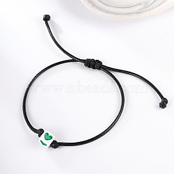 PU Leather Cord Bracelets for Women, Square with Heart, Green, Inner Diameter: 1/4 inch(0.55cm)~1/4 inch(0.65cm)(WB1863-3)