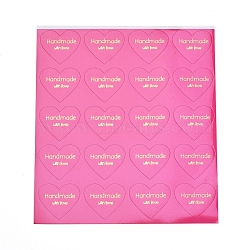 Valentine's Day Sealing Stickers, Label Paster Picture Stickers, for Gift Packaging, Heart with Word Handmade with Love, Deep Pink, 28x32mm(DIY-I018-19H)