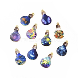 Alloy Printed Pendants, Cadmium Free & Nickel Free & Lead Free, Bulb, Mixed Color, 28x17x2mm, Hole: 1.8mm(PALLOY-D581-02)