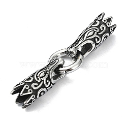 Tibetan Style 304 Stainless Steel Spring Gate Rings, Manual Polishing, Antique Silver, 65.5mm(FIND-Z046-06AS-01)
