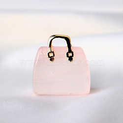 Natural Rose Quartz Handbag Display Decorations, Reiki Energy Stone Ornaments, 25x25mm(G-PW0007-073B)