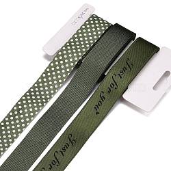 9 Yards 3 Styles Polyester Ribbon, for DIY Handmade Craft, Hair Bowknots and Gift Decoration, Avocado Green Color Palette, Dark Olive Green, 1~1-1/8 inch(25~28mm), about 3 yards/style(SRIB-A014-D05)