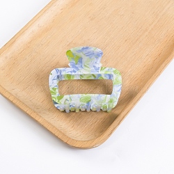 PVC Claw Hair Clips for Women, Rectangle, Cornflower Blue, 50x60x35mm(PW-WG42538-03)