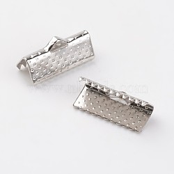 Iron Ribbon Crimp Ends, Platinum, 8x16mm, Hole: 1mm(E183Y-N)