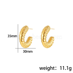 Stylish Stainless Steel C-Shaped Stud Earrings, Real 18K Gold Plated, 35x30mm(ND2304-4)