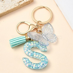 Resin & Acrylic & Faux Suede Tassel Keychain,  with Alloy Clasp and Iron Rings, 96mm(X1-KEYC-YW00117-19)