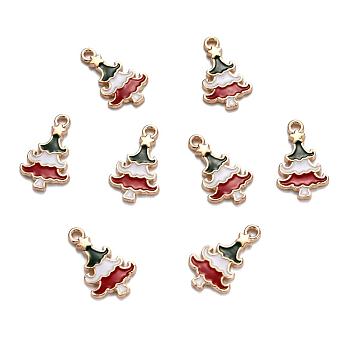 Alloy Pendants, Cadmium Free & Lead Free, with Enamel, Christmas Tree, Light Gold, Colorful, 20x12x2mm, Hole: 2mm