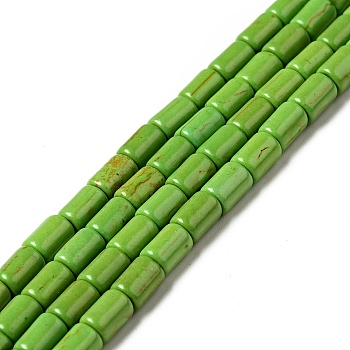 Synthetic Turquoise Beads Strands, Dyed, Column, Yellow Green, 6x4mm, Hole: 1mm, about 64pcs/strand, 15.5 inch